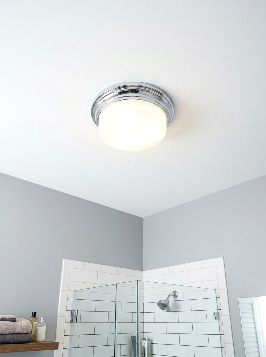 Chrome ceiling light - 30 chrome bathroom decor ideas