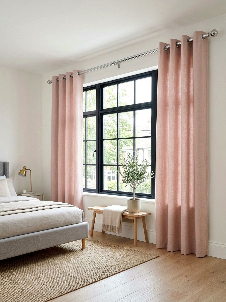 Chrome curtain rods - 30 silver chrome bedroom ideas