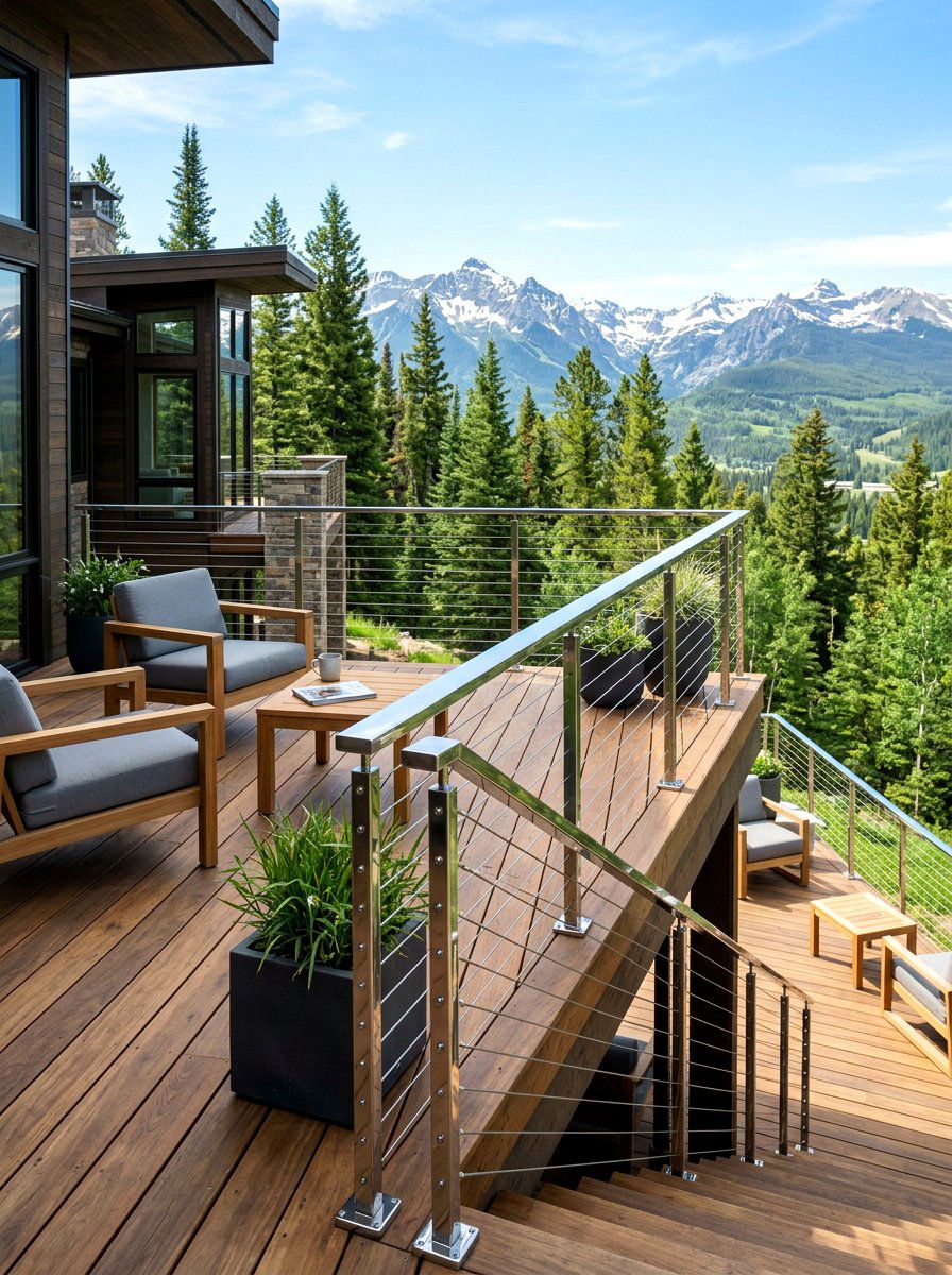 Chrome deck railing - 30 chrome outdoor accent ideas