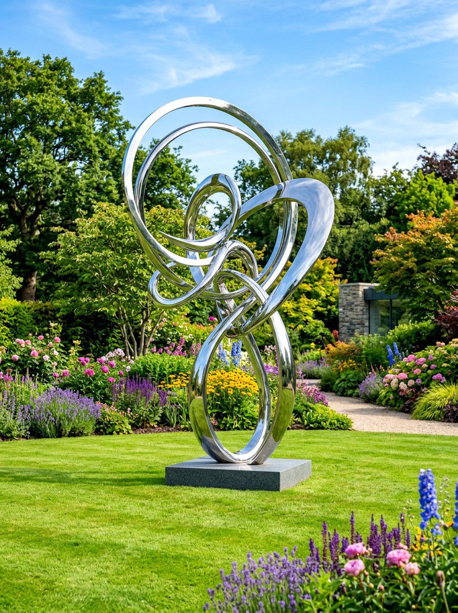 Chrome garden sculpture - 30 chrome outdoor accent ideas