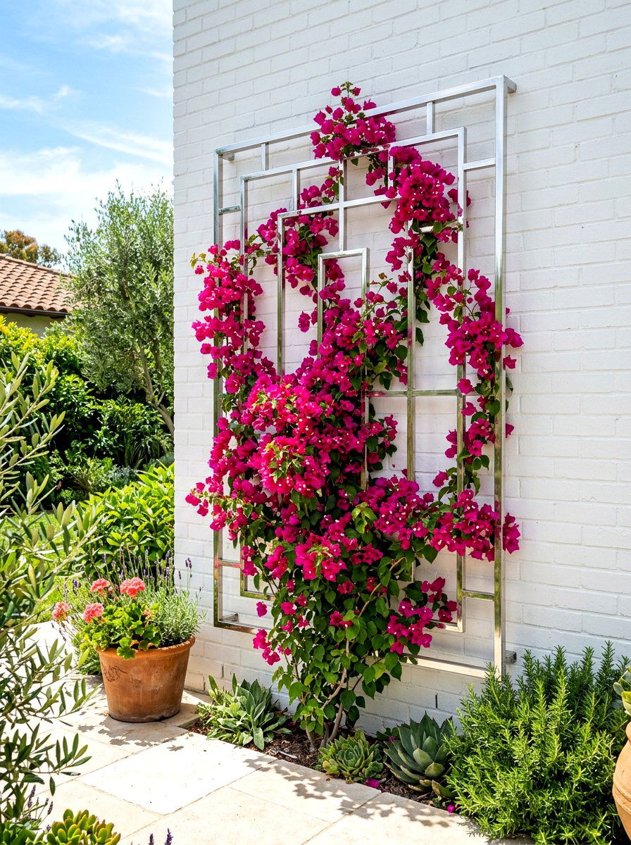 Chrome garden trellis - 30 chrome outdoor accent ideas