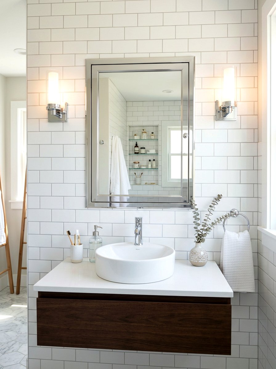 Chrome medicine cabinet - 30 chrome bathroom decor ideas