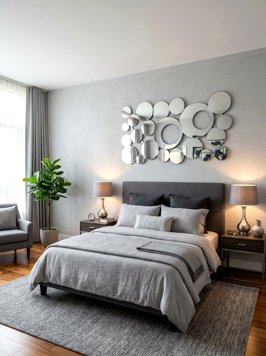 Chrome metal wall art - 30 silver chrome bedroom ideas