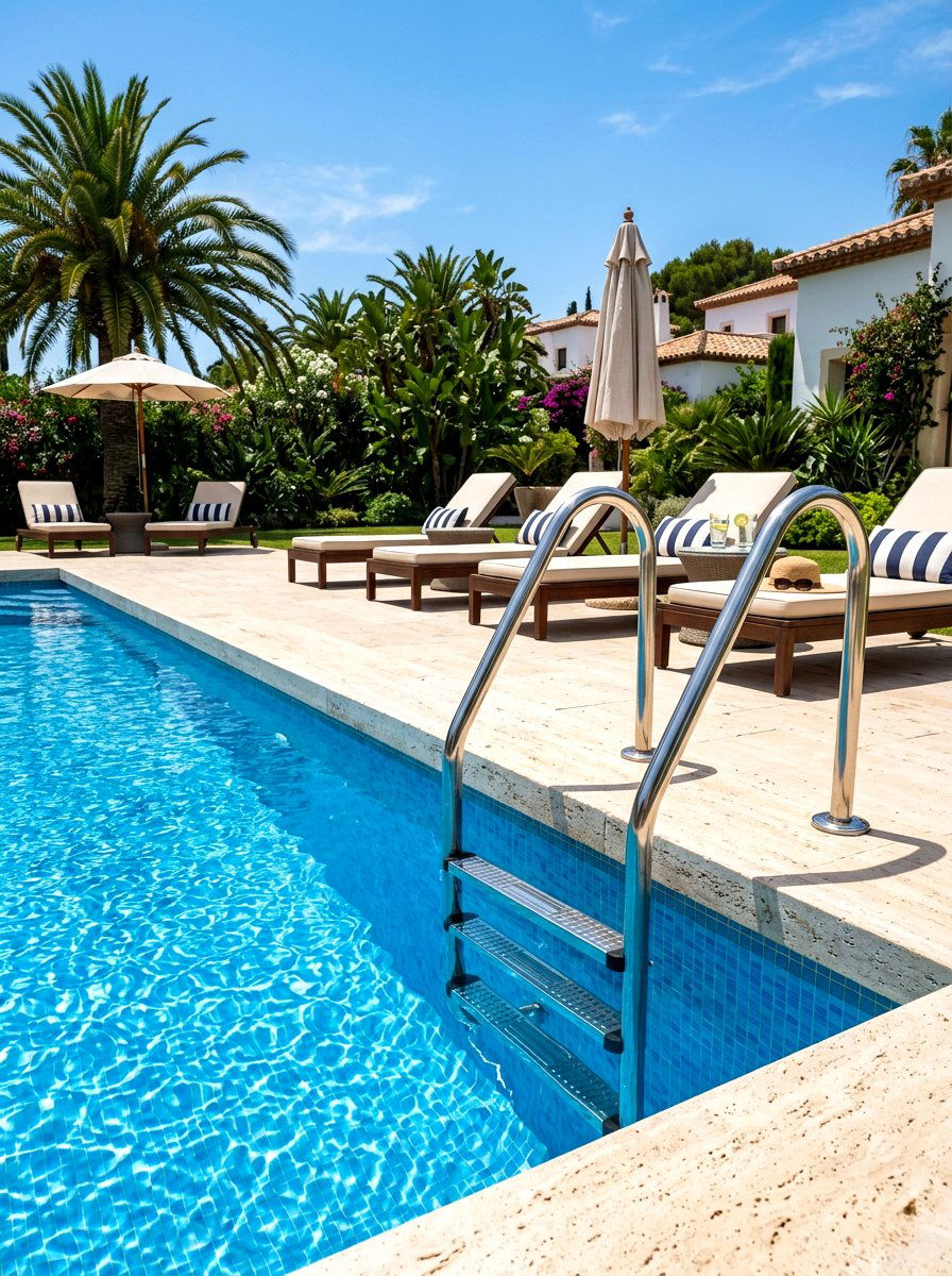 Chrome pool ladder - 30 chrome outdoor accent ideas