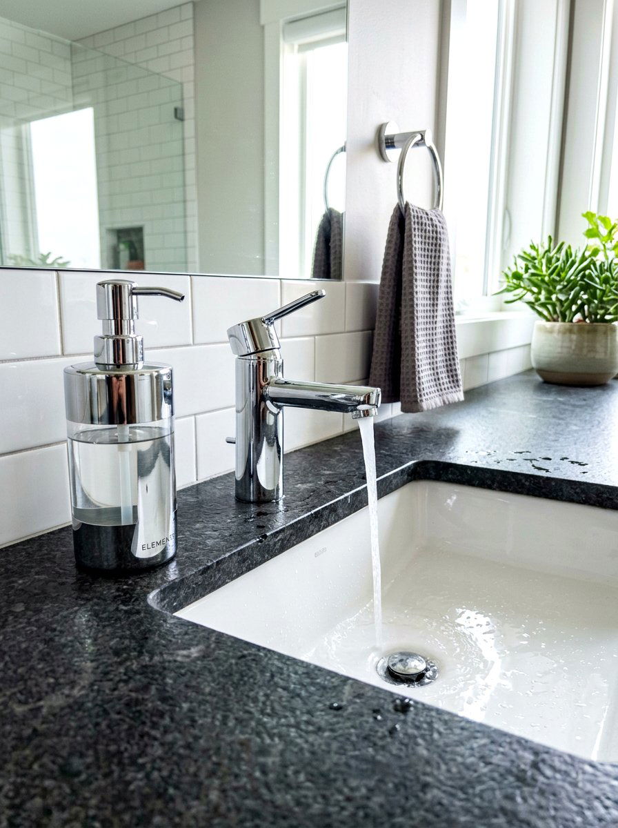 Chrome soap dispenser - 30 chrome bathroom decor ideas