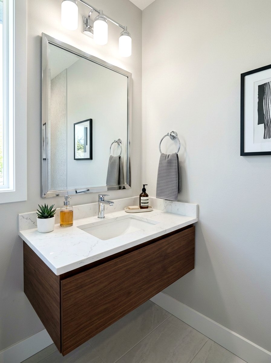 Chrome towel ring - 30 chrome bathroom decor ideas