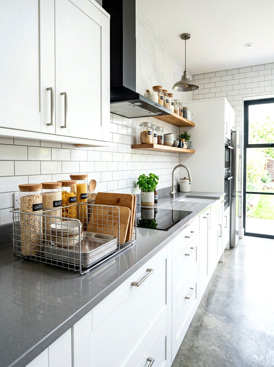 Chrome wire tray divider - 30 tray divider cabinet ideas
