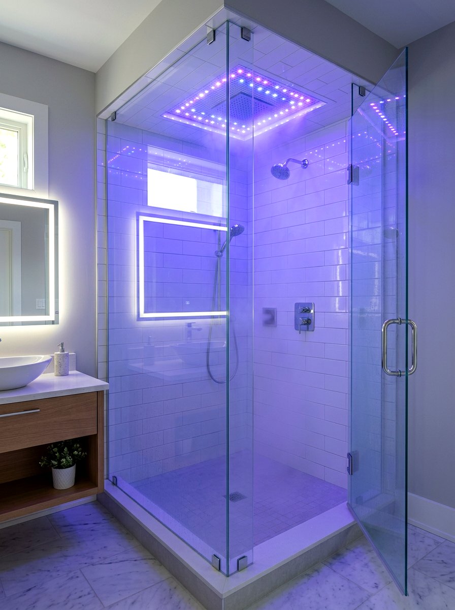 Chromotherapy LED Lighting - 30 steam shower ideas