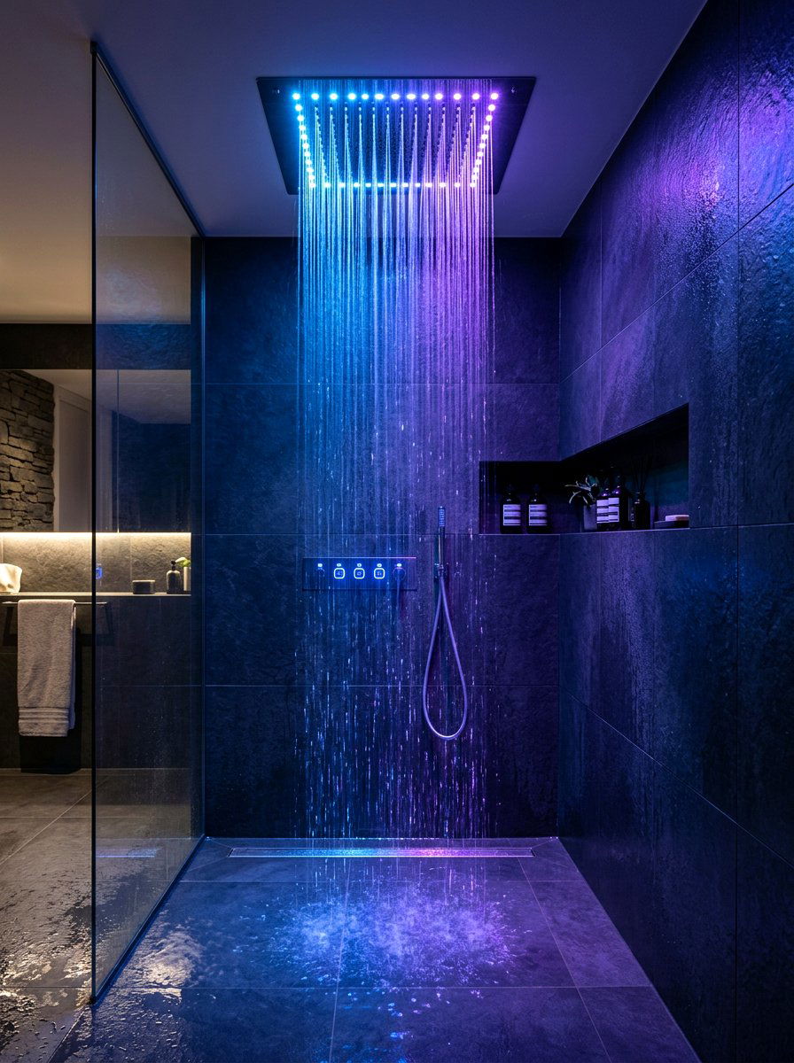 Chromotherapy LED Shower Light - 30 spa shower ideas