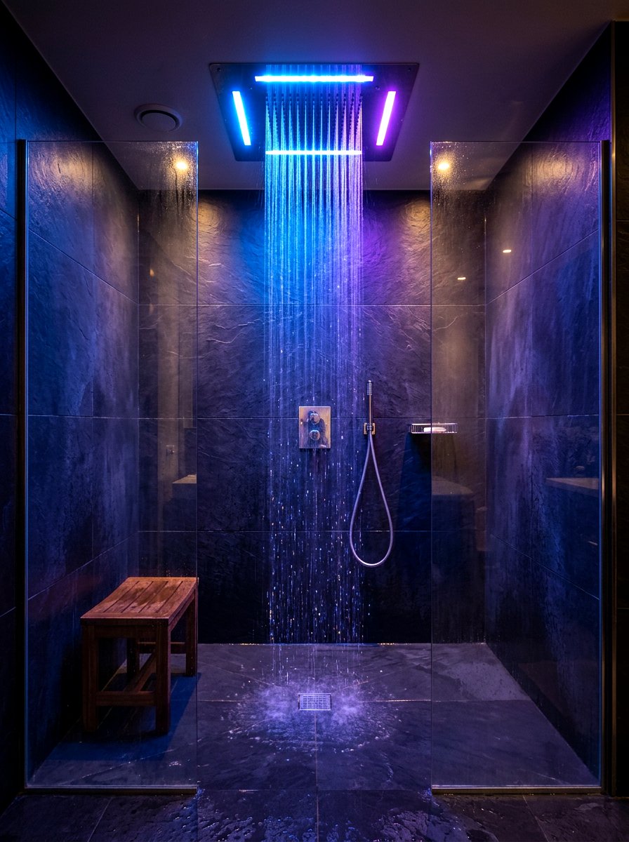 Chromotherapy Lighting Shower - 30 invisible wellness bathroom ideas