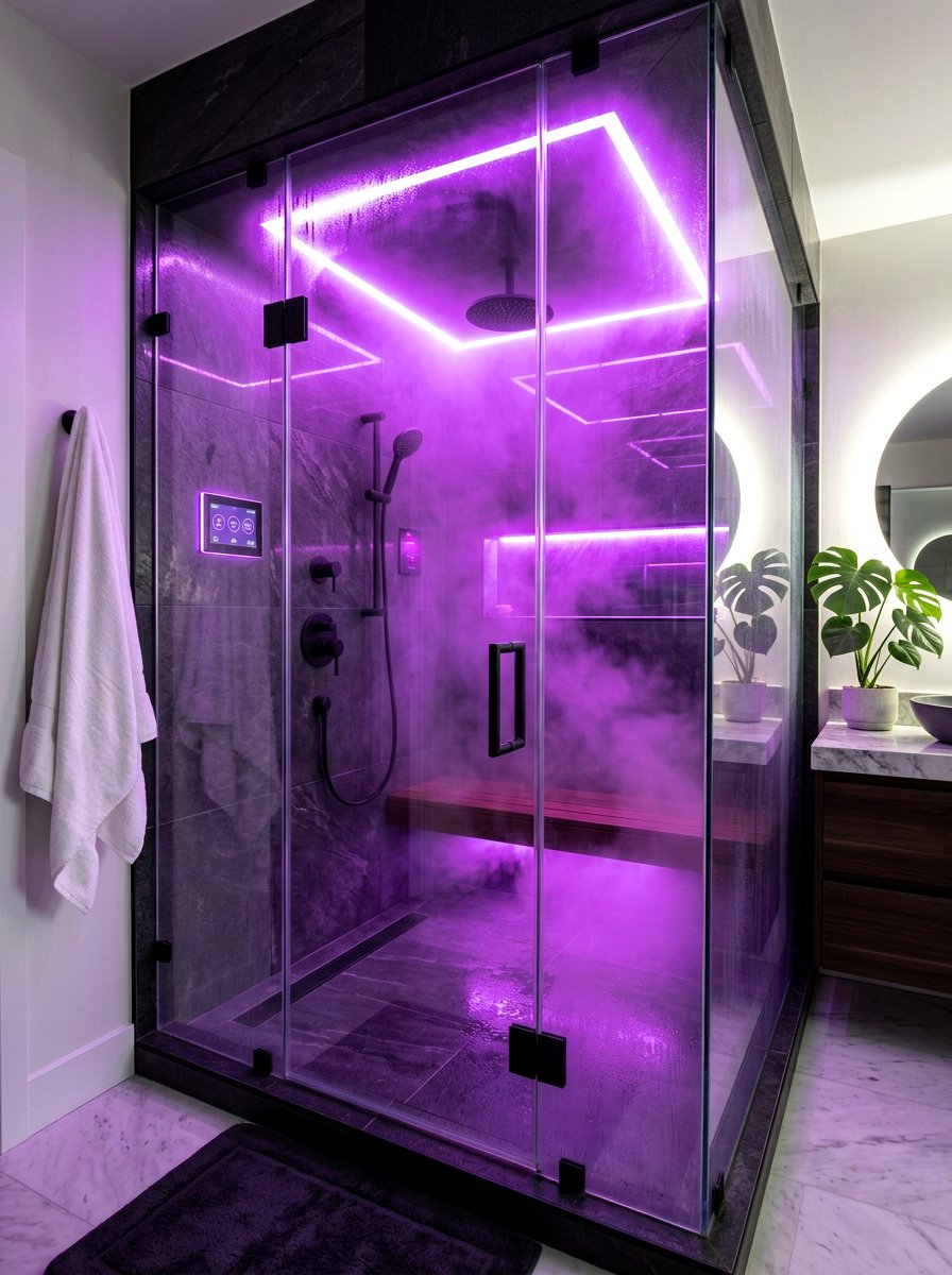 Chromotherapy Lighting Steam Shower - 30 steam shower bathroom ideas