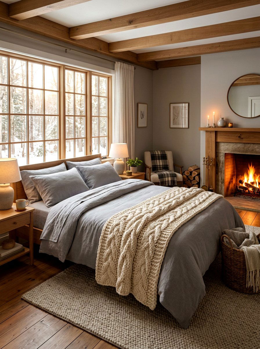 Chunky Knit Bed Runner - 30 elevated bed styling bedroom ideas