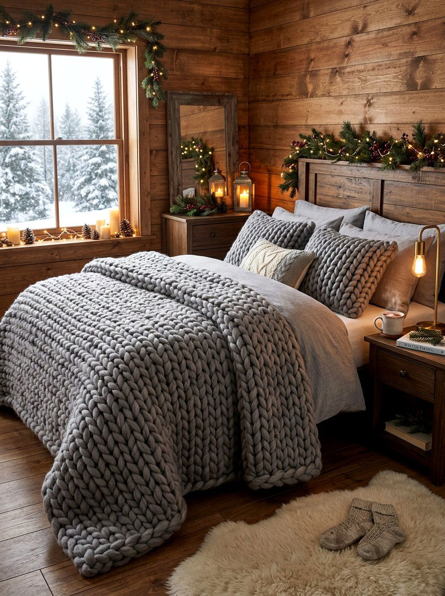 Chunky Knit Bedding - 30 bedscape styling ideas