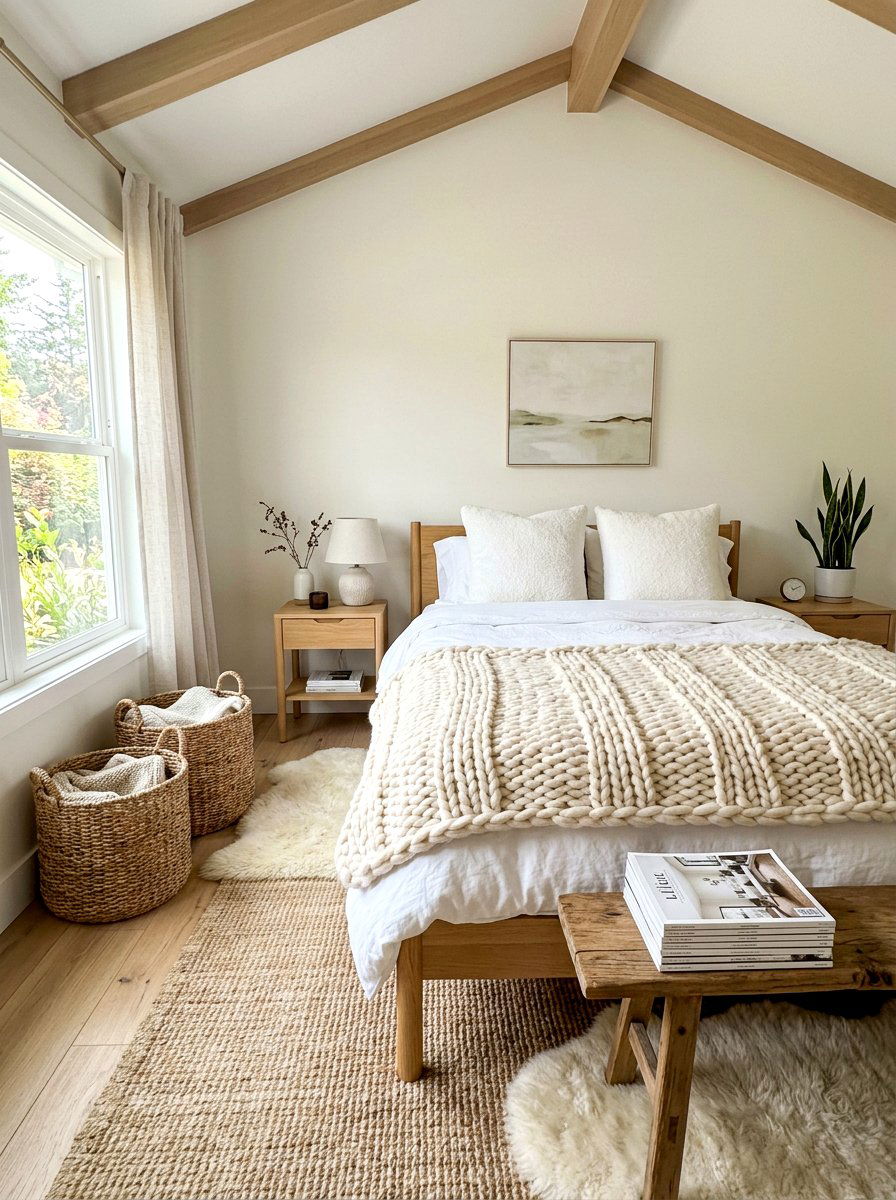 Chunky Knit Master Bedroom - 30 cozy winter bedroom ideas