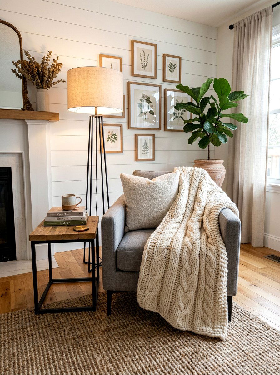 Chunky Knit Throw - 30 layered texture living room ideas