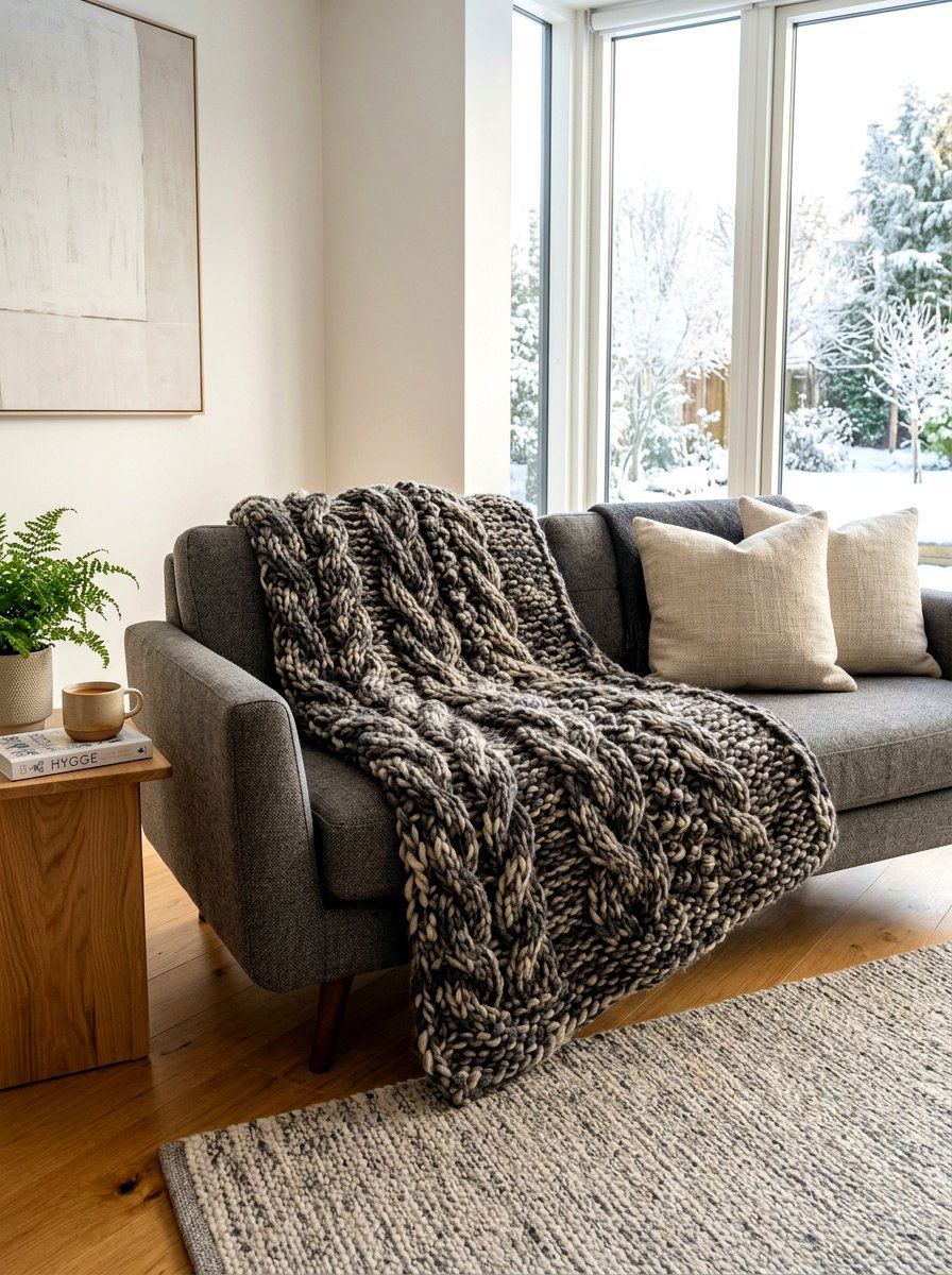 Chunky Knit Throw - 30 ski lodge holiday decor ideas