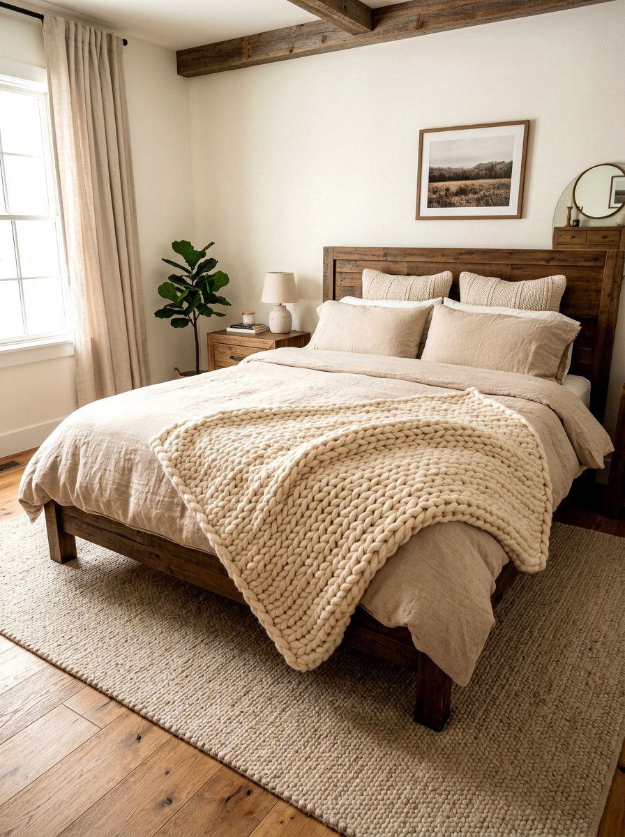 Chunky Knit Throw Blanket - 30 dorm bed ideas