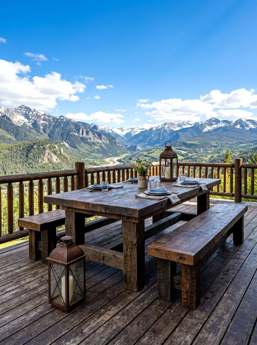 Chunky Leg Outdoor Table - 30 farmhouse outdoor table ideas