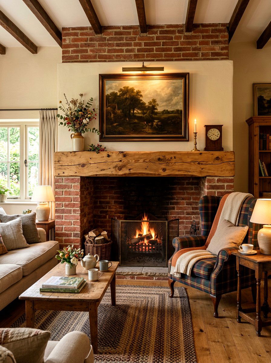 Chunky Pine Mantel - 30 wood mantel beam ideas
