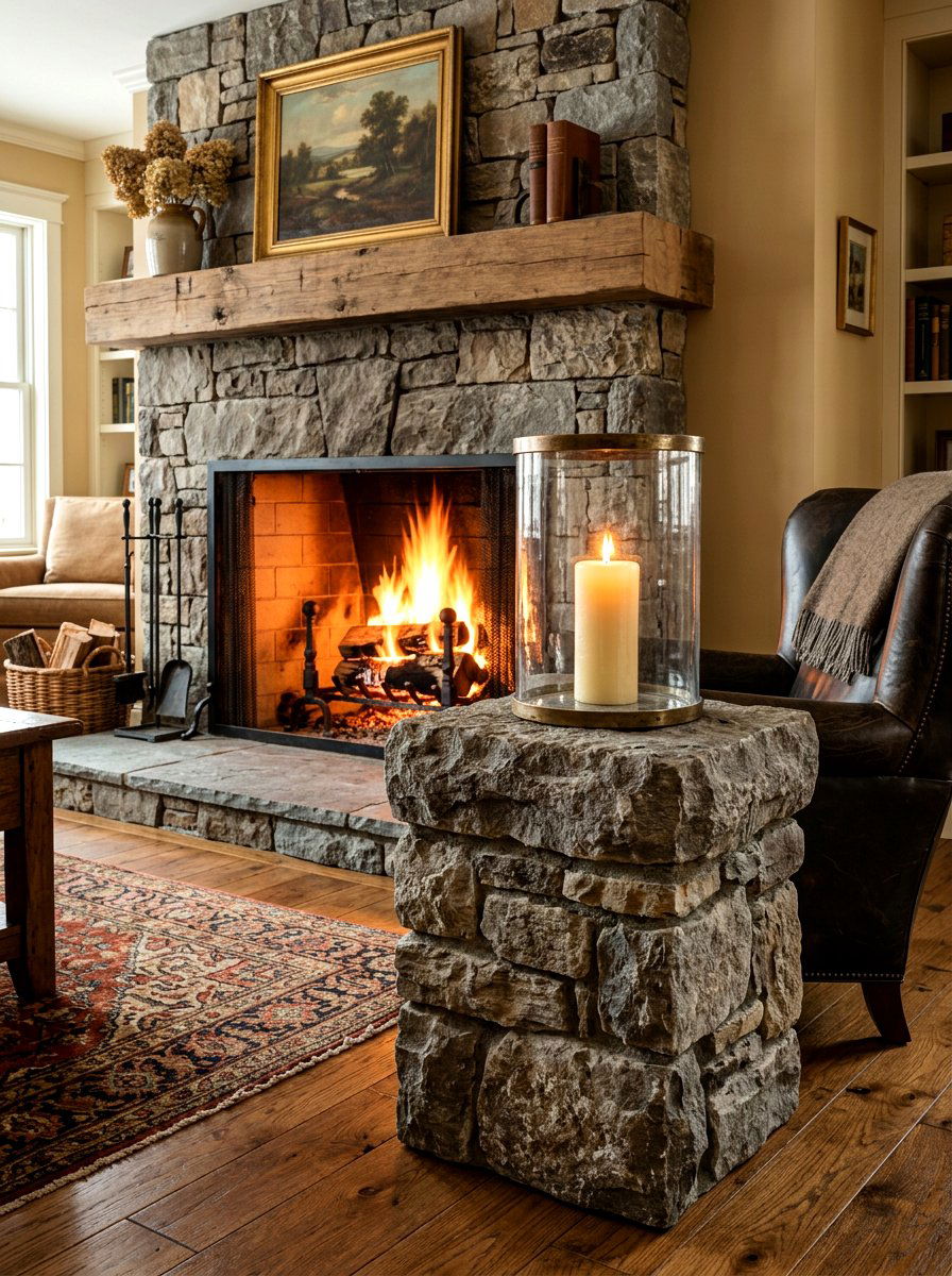 Chunky Stone Pedestal Hearth - 30 stone pedestal decor ideas