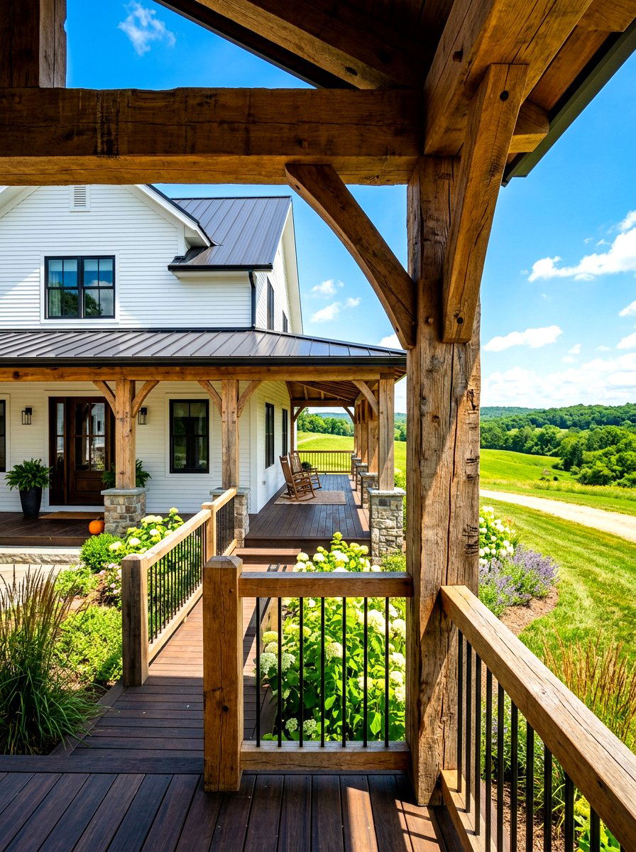 Chunky Timber Porch Column - 30 farmhouse porch columns ideas
