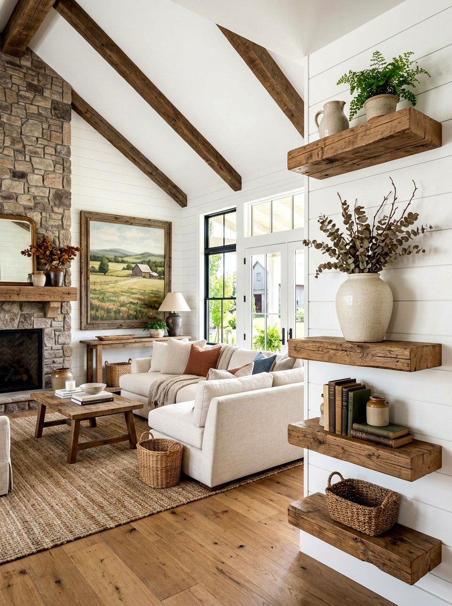 Chunky Wood Floating Shelves - 30 floating shelf ideas