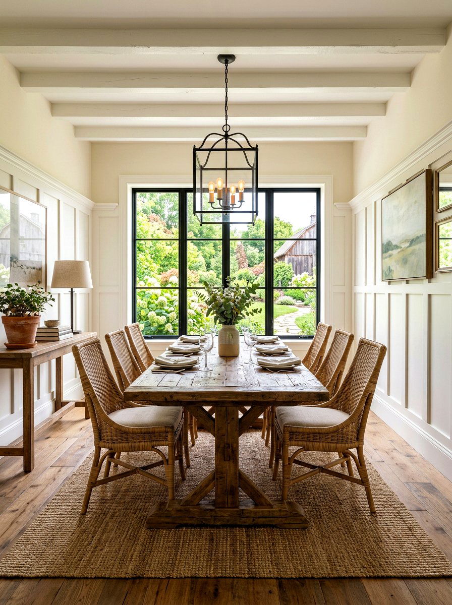 Chunky farmhouse board and batten - 30 dining room wall molding ideas