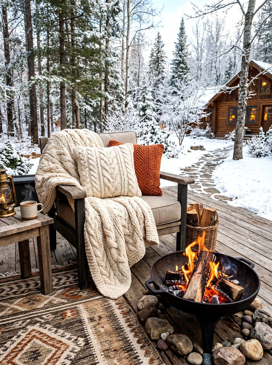 Chunky knit pillow - 30 boho patio cushion ideas