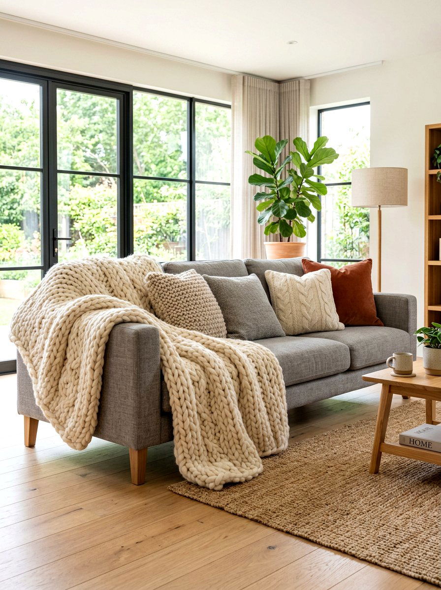 Chunky knit throw blankets - 30 fall reset home ideas