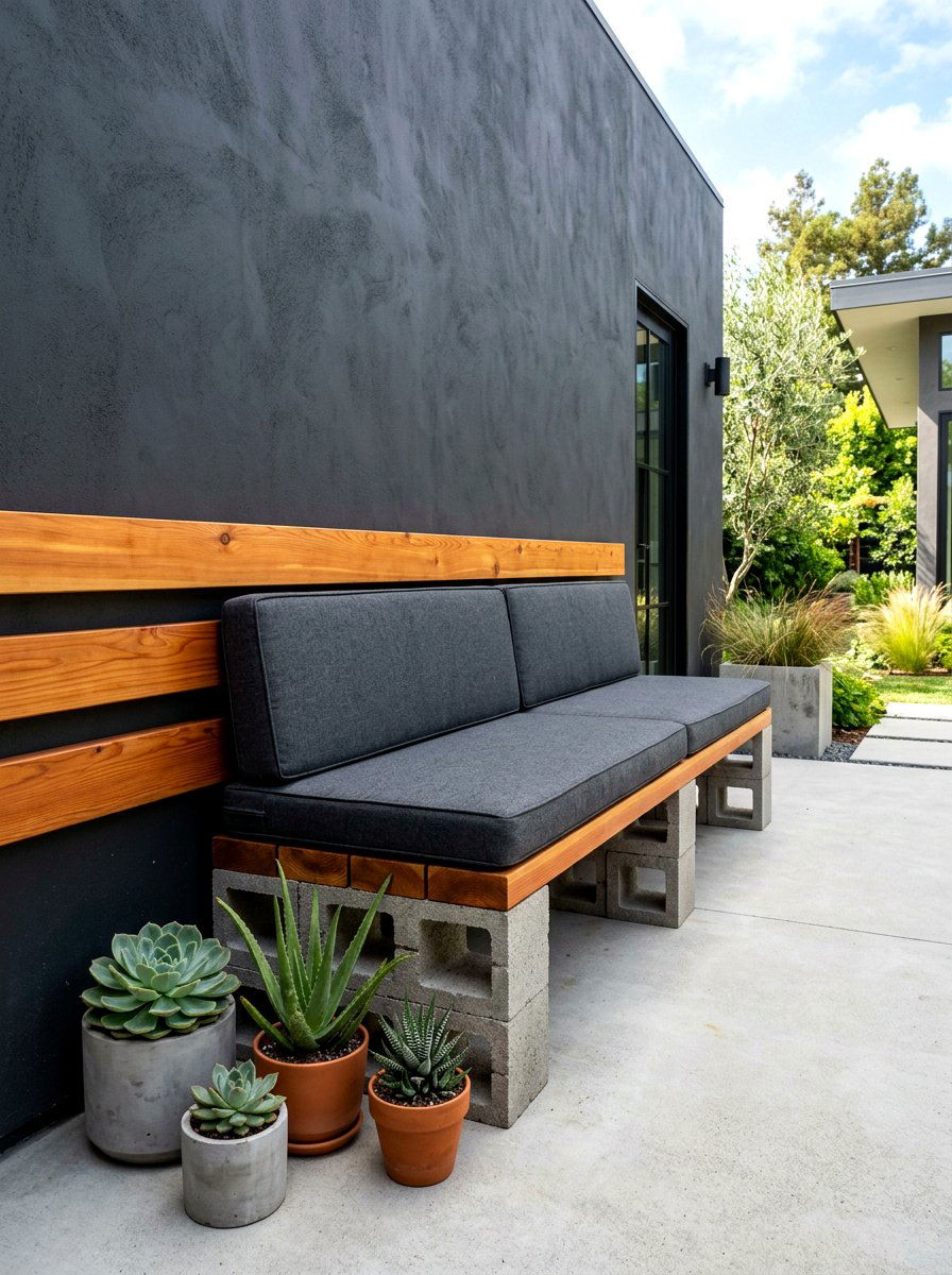 Cinder Block Bench - 30 budget outdoor furniture ideas