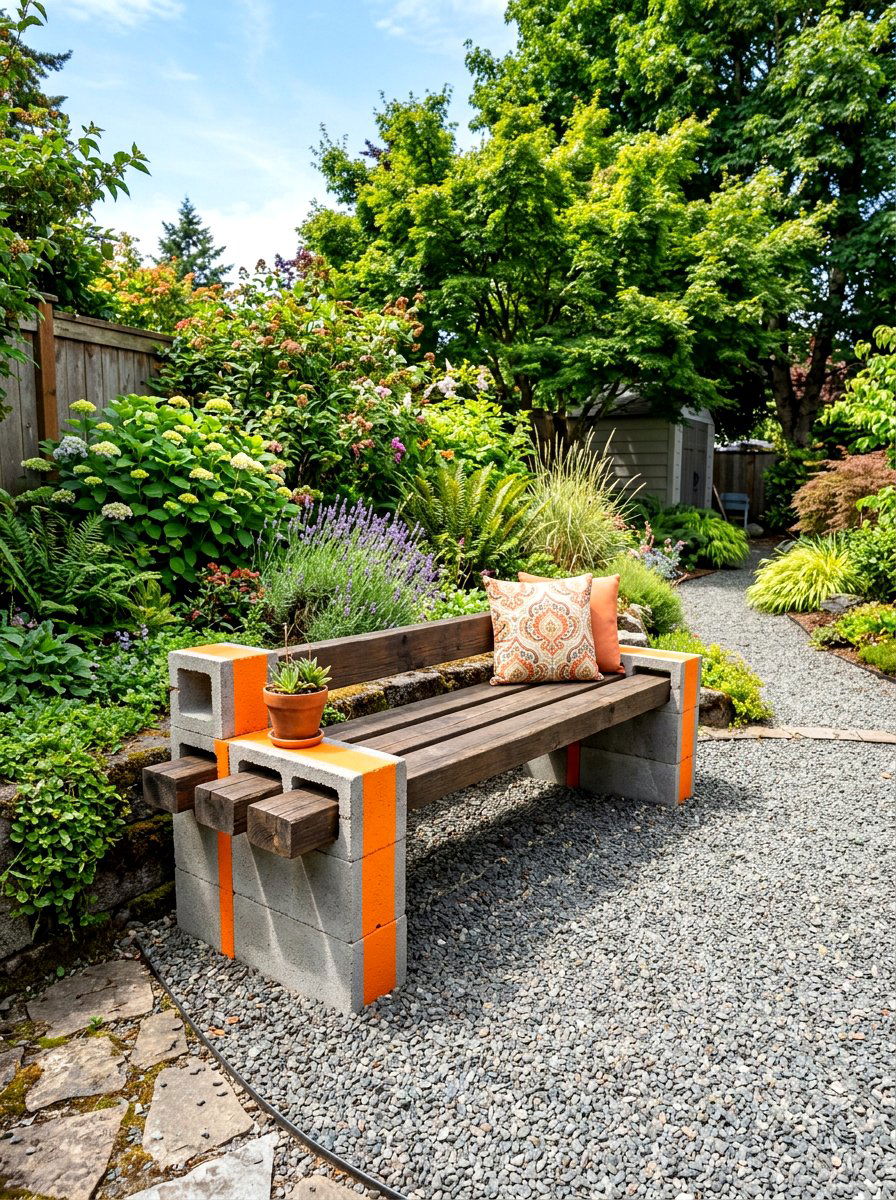 Cinder Block Bench - 30 fire pit bench ideas