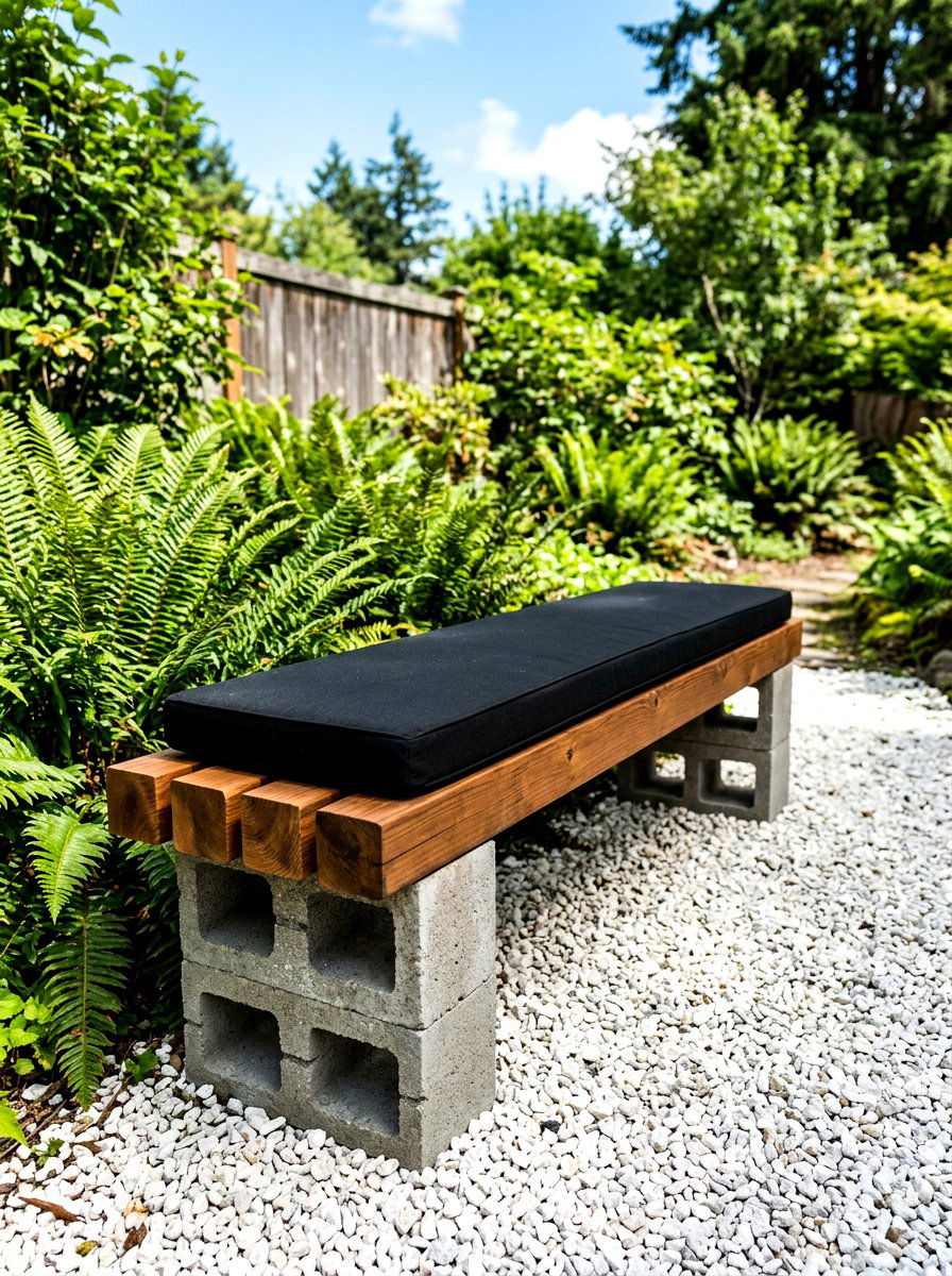 Cinder Block Bench - 30 budget patio ideas
