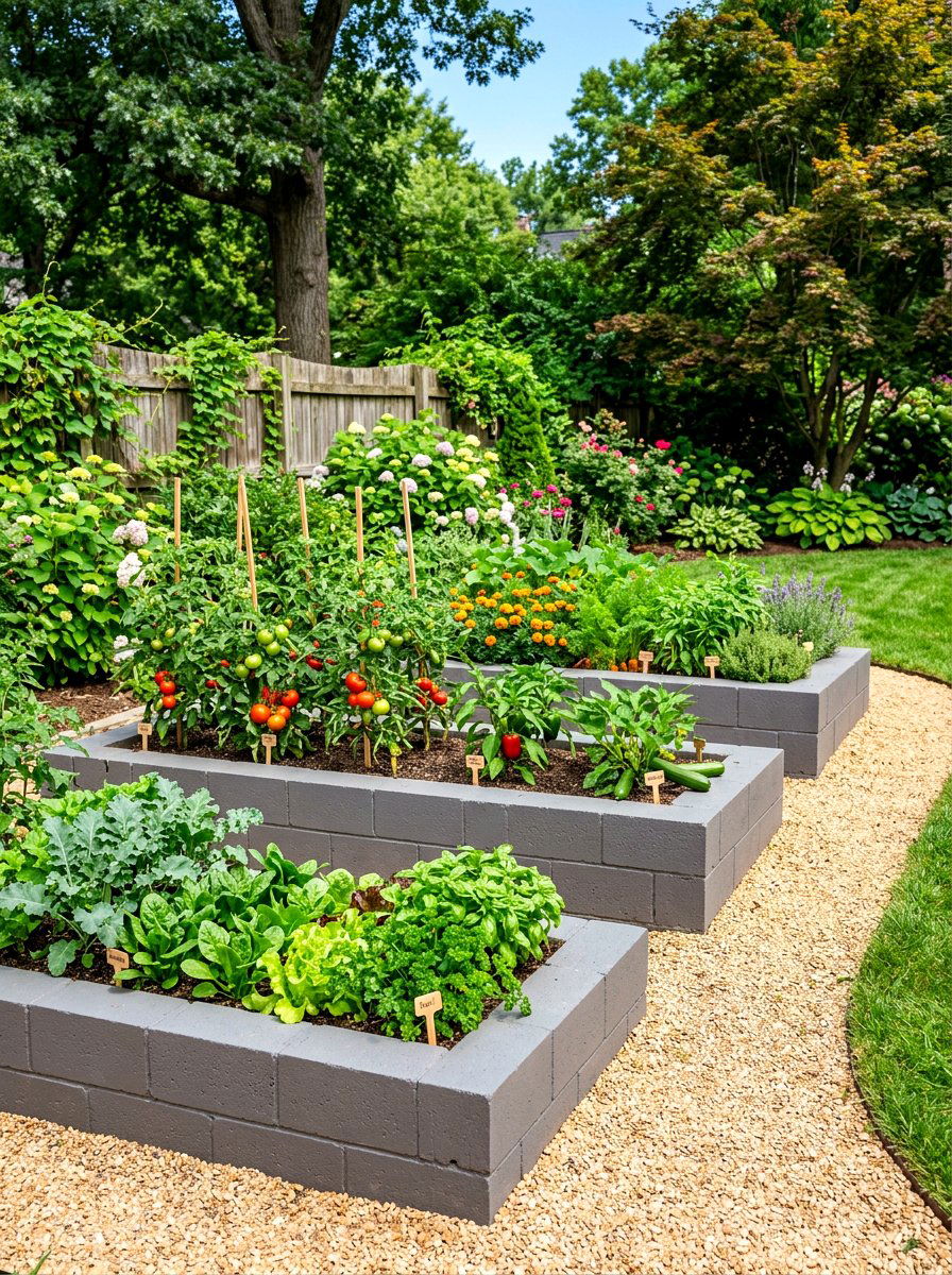 Cinder Block Edging - 30 flower bed edging ideas
