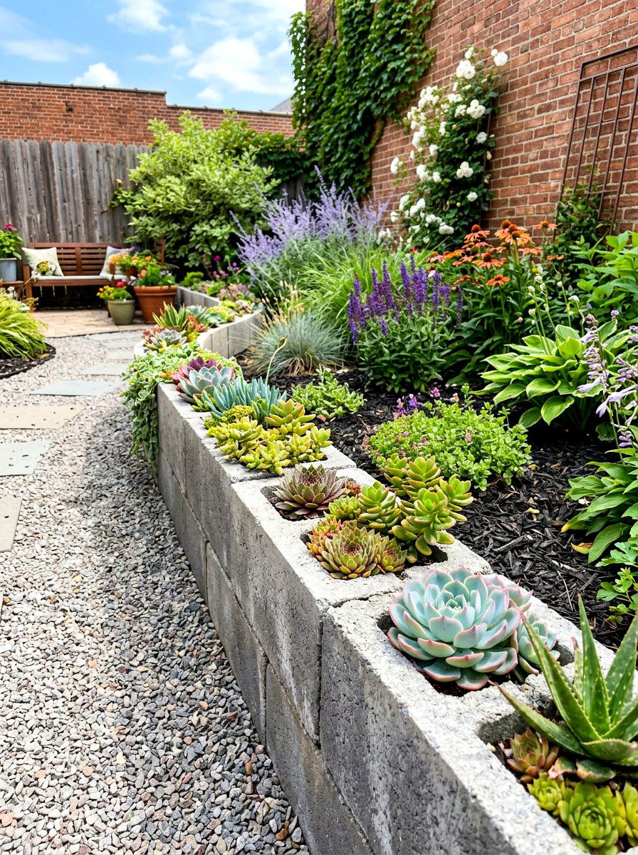 Cinder Block Edging - 30 mow strip ideas