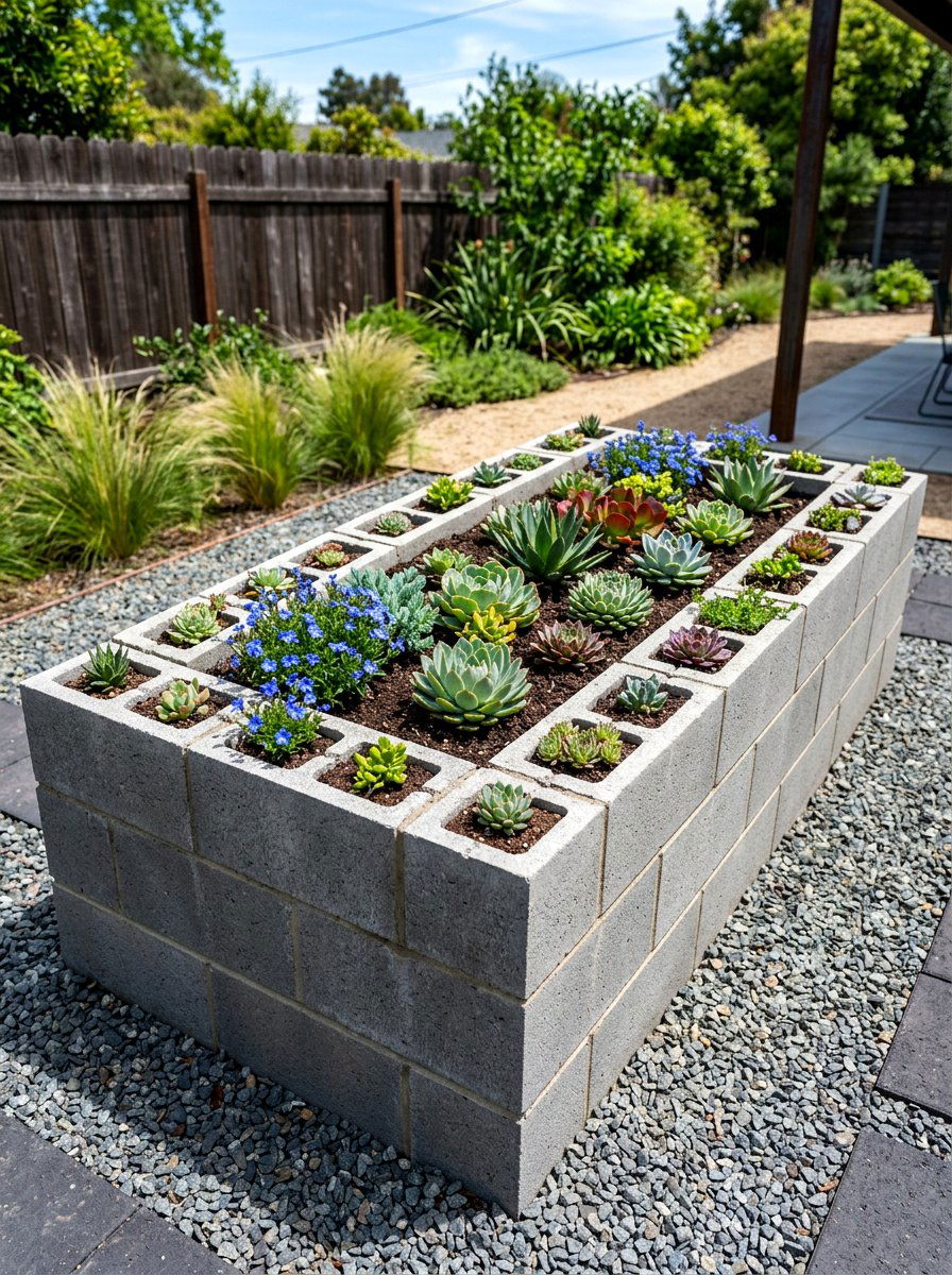 Cinder Block Flower Bed - 30 budget flower bed ideas