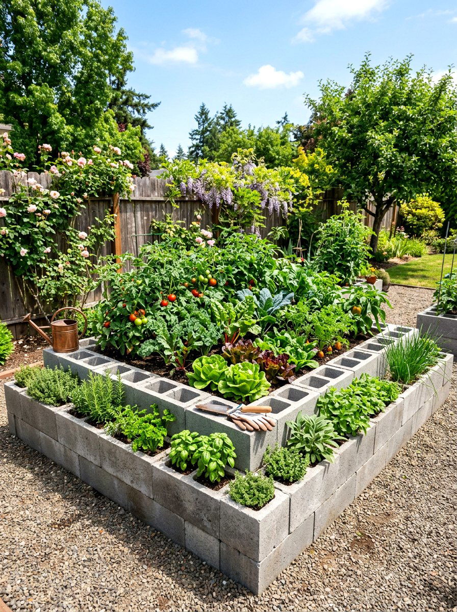 Cinder Block Garden - 30 easy vegetable garden ideas