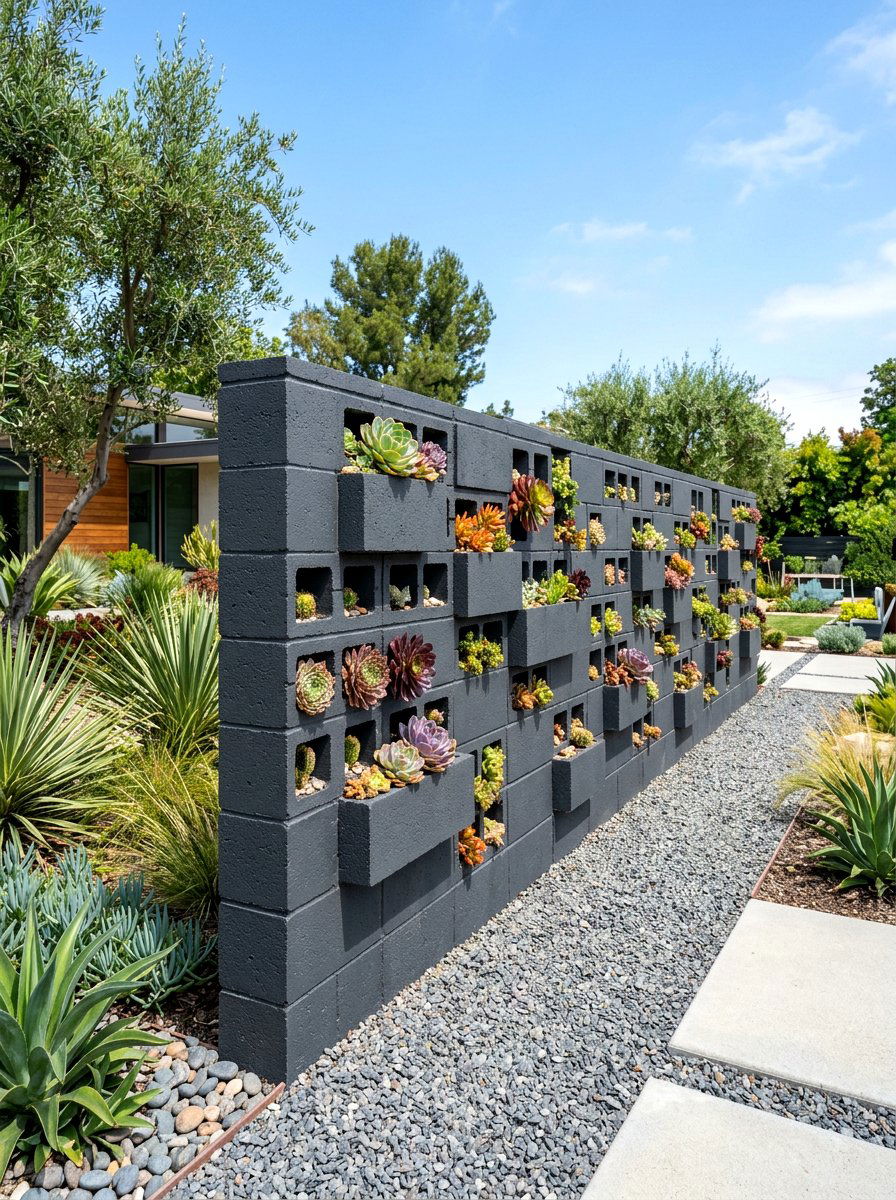 Cinder Block Garden Wall - 30 vertical garden privacy wall ideas