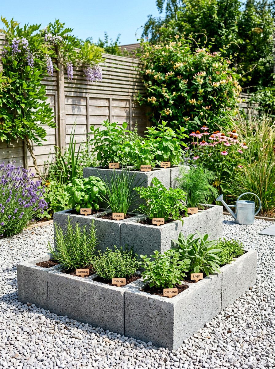 Cinder Block Herb Bed - 30 herb garden bed ideas