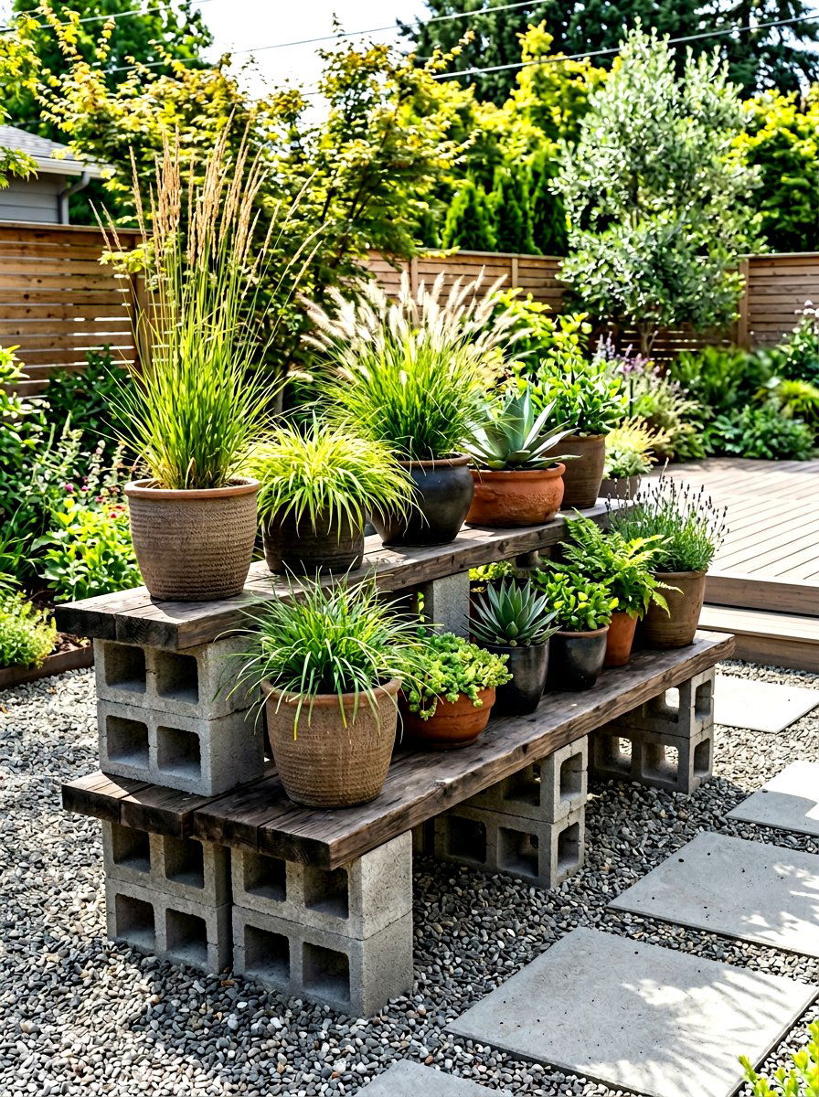 30 Container Garden Stand Ideas to Lift Plants and Save Space