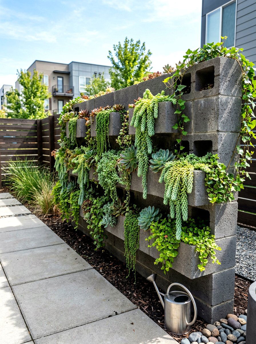 Cinder Block Planter Wall - 30 raised planter box ideas
