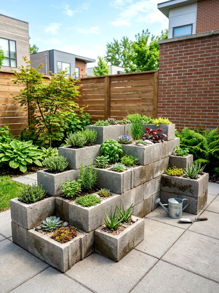 Cinder Block Planter - 30 backyard planter ideas