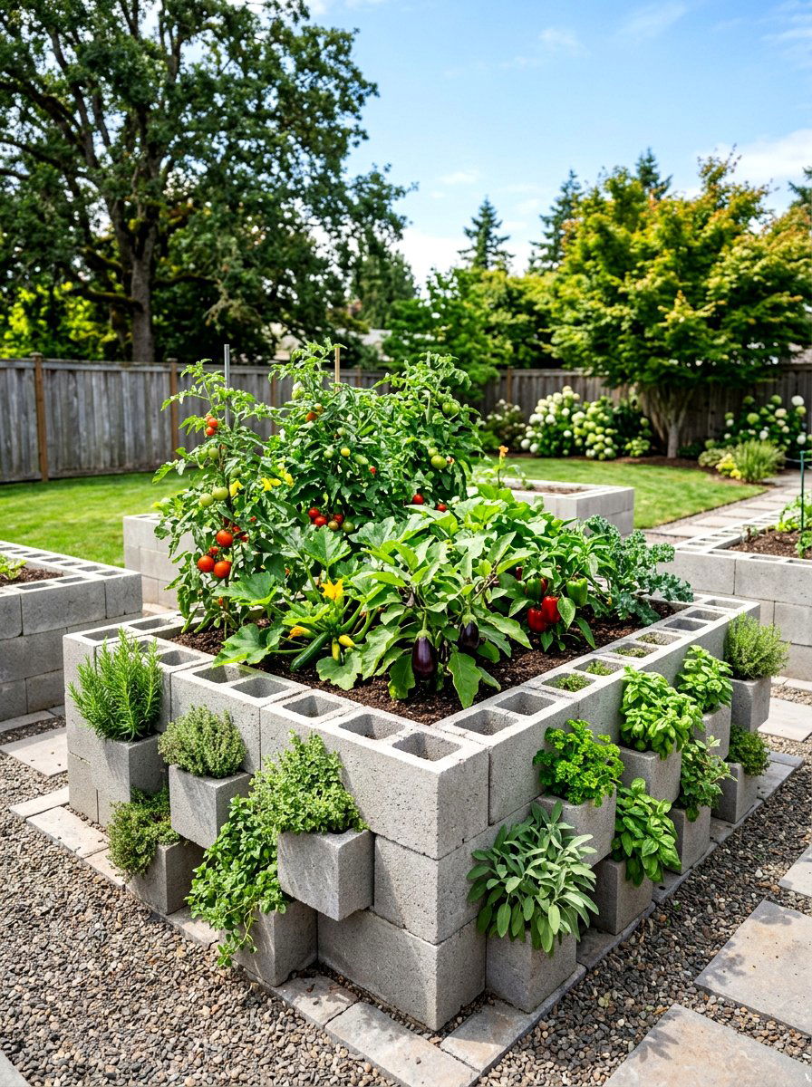 Cinder Block Vegetable Garden - 30 budget vegetable garden ideas