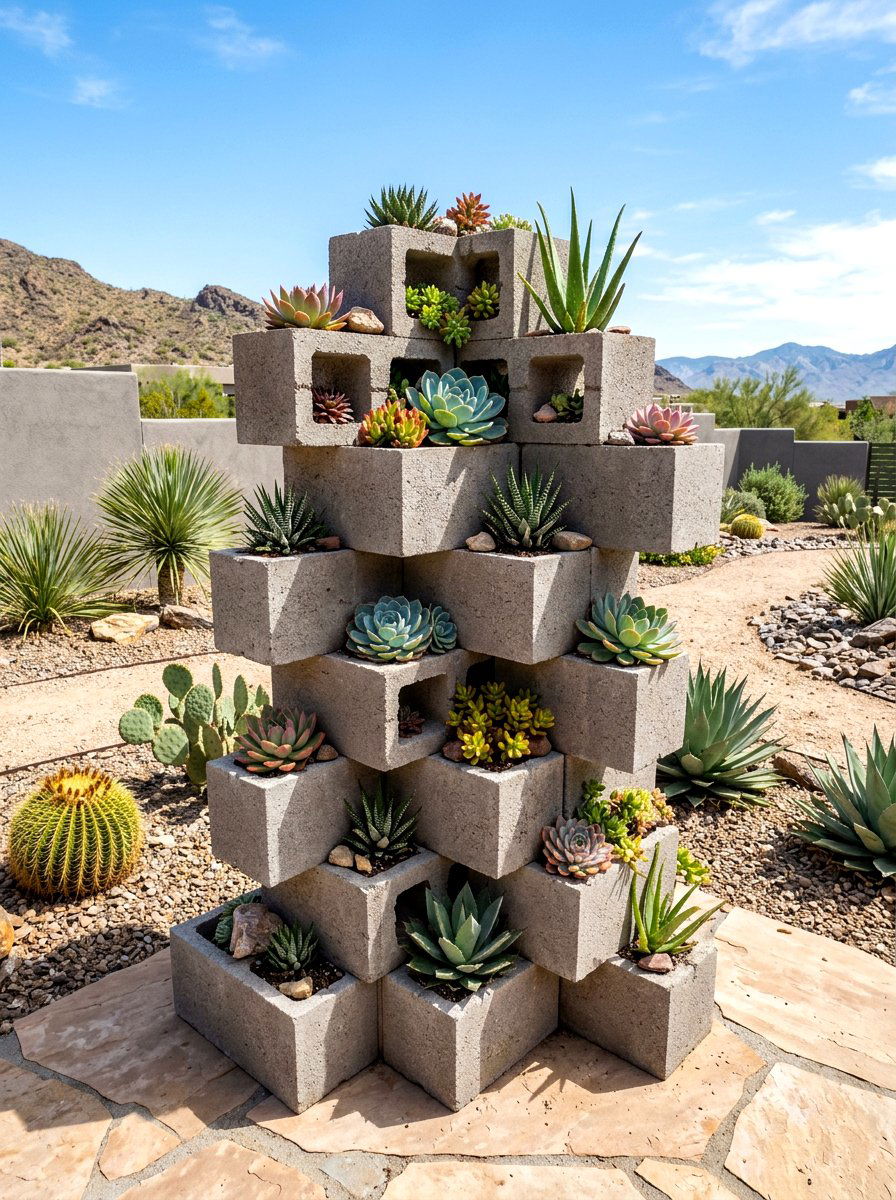 Cinder Block Vertical Planter Box - 30 vertical planter box ideas