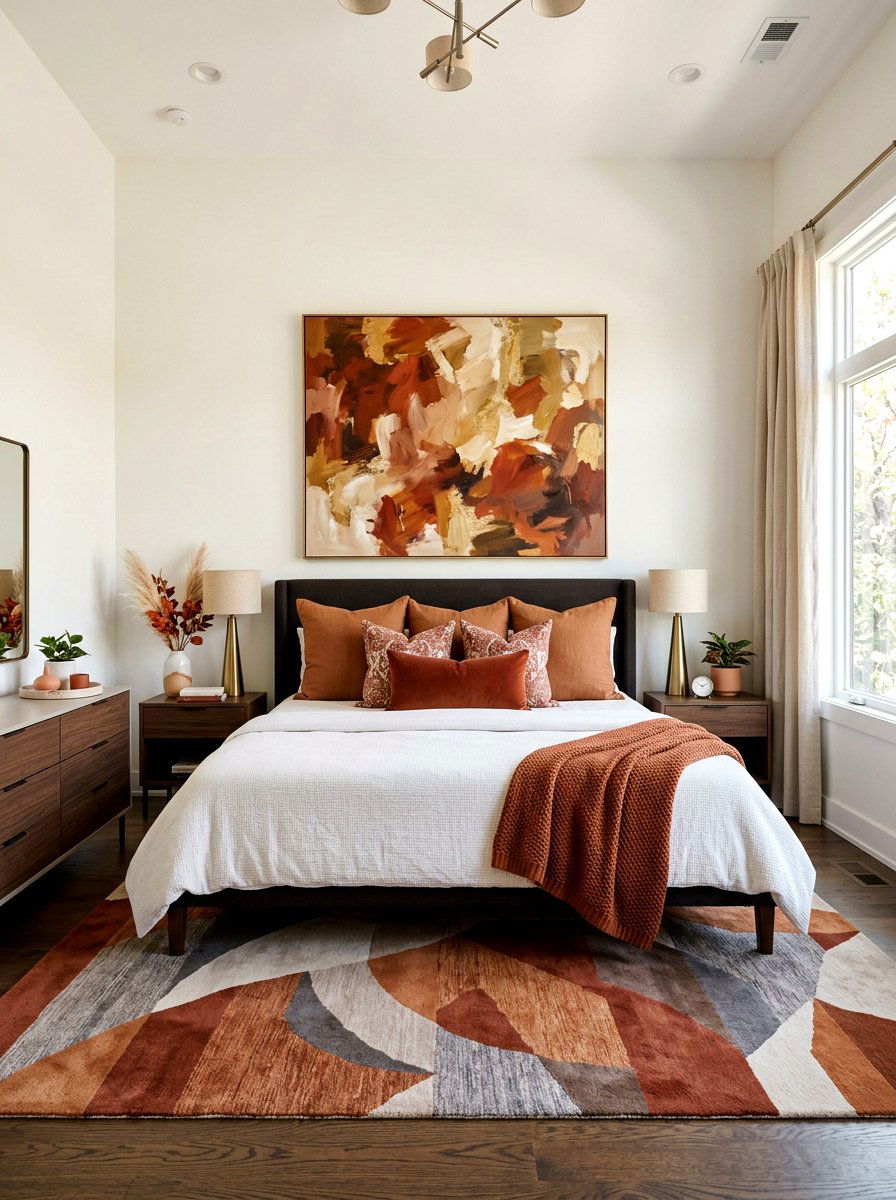 Cinnamon Abstract Art Bedroom - 30 cinnamon bedroom ideas