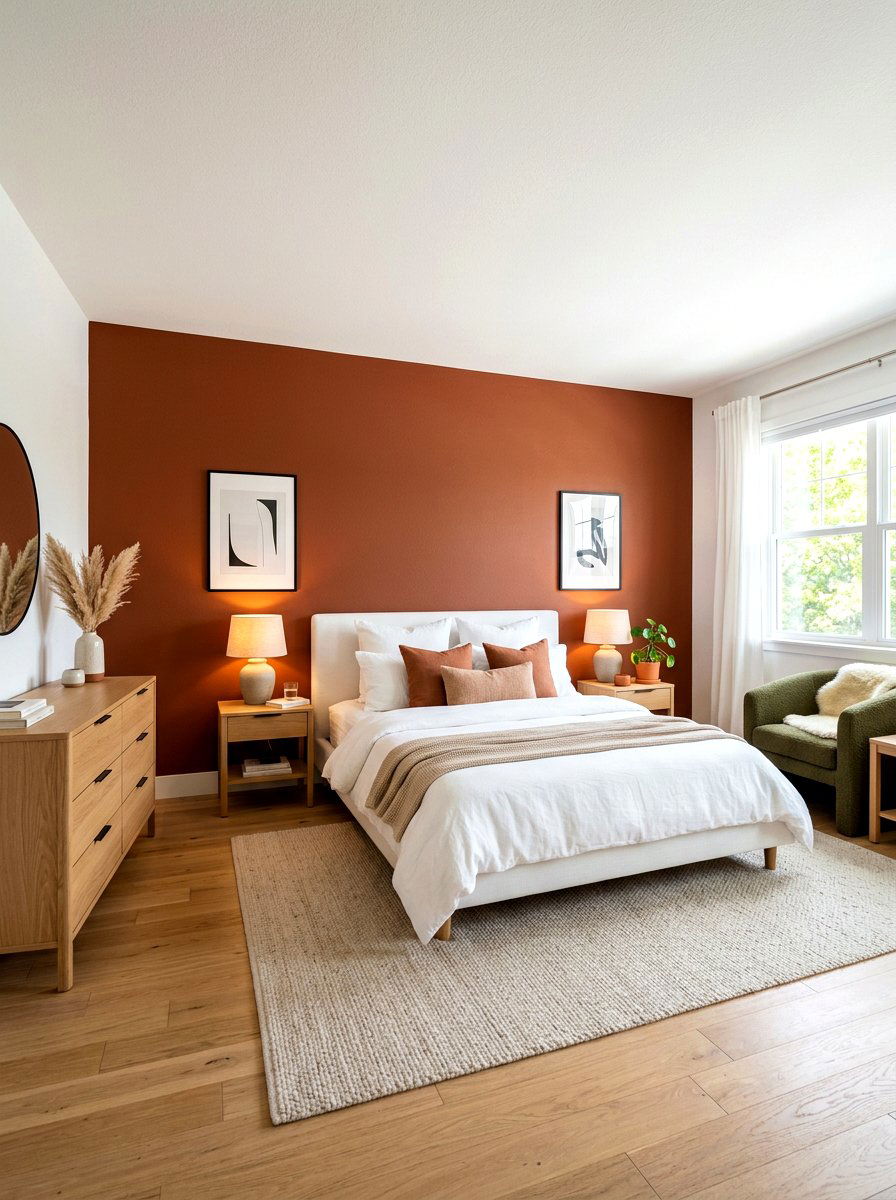 Cinnamon Accent Wall Bedroom - 30 cinnamon bedroom ideas