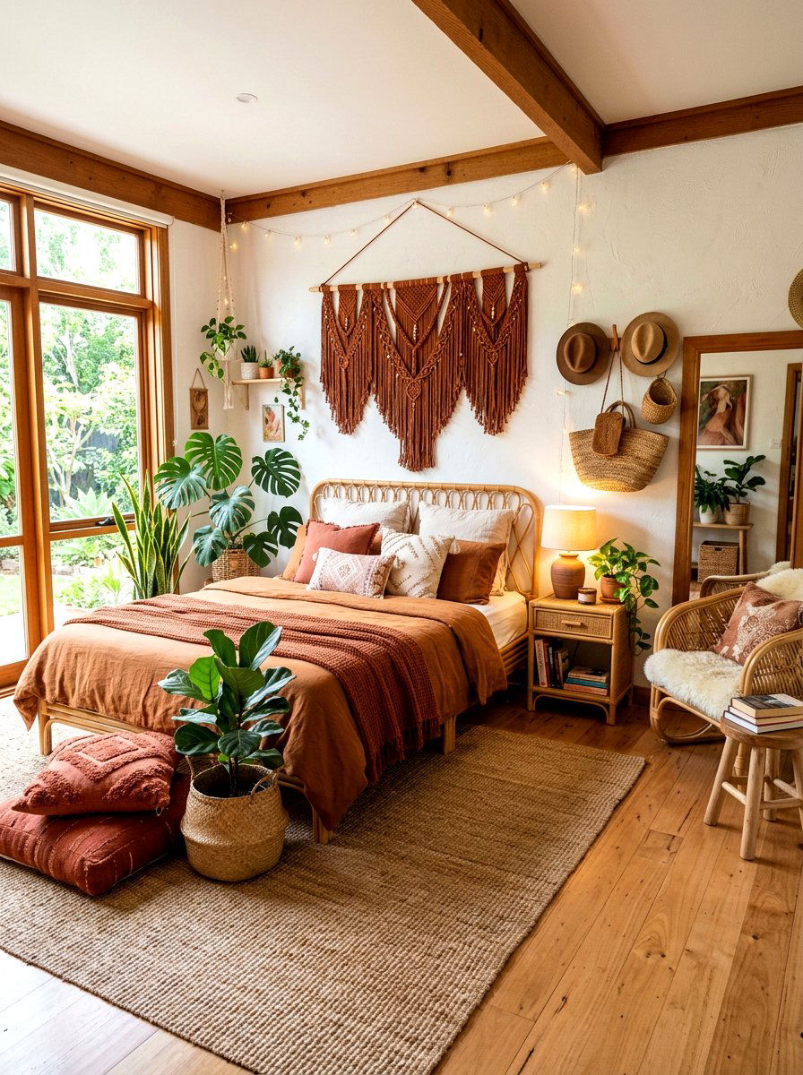 Cinnamon Bohemian Style Bedroom - 30 cinnamon bedroom ideas
