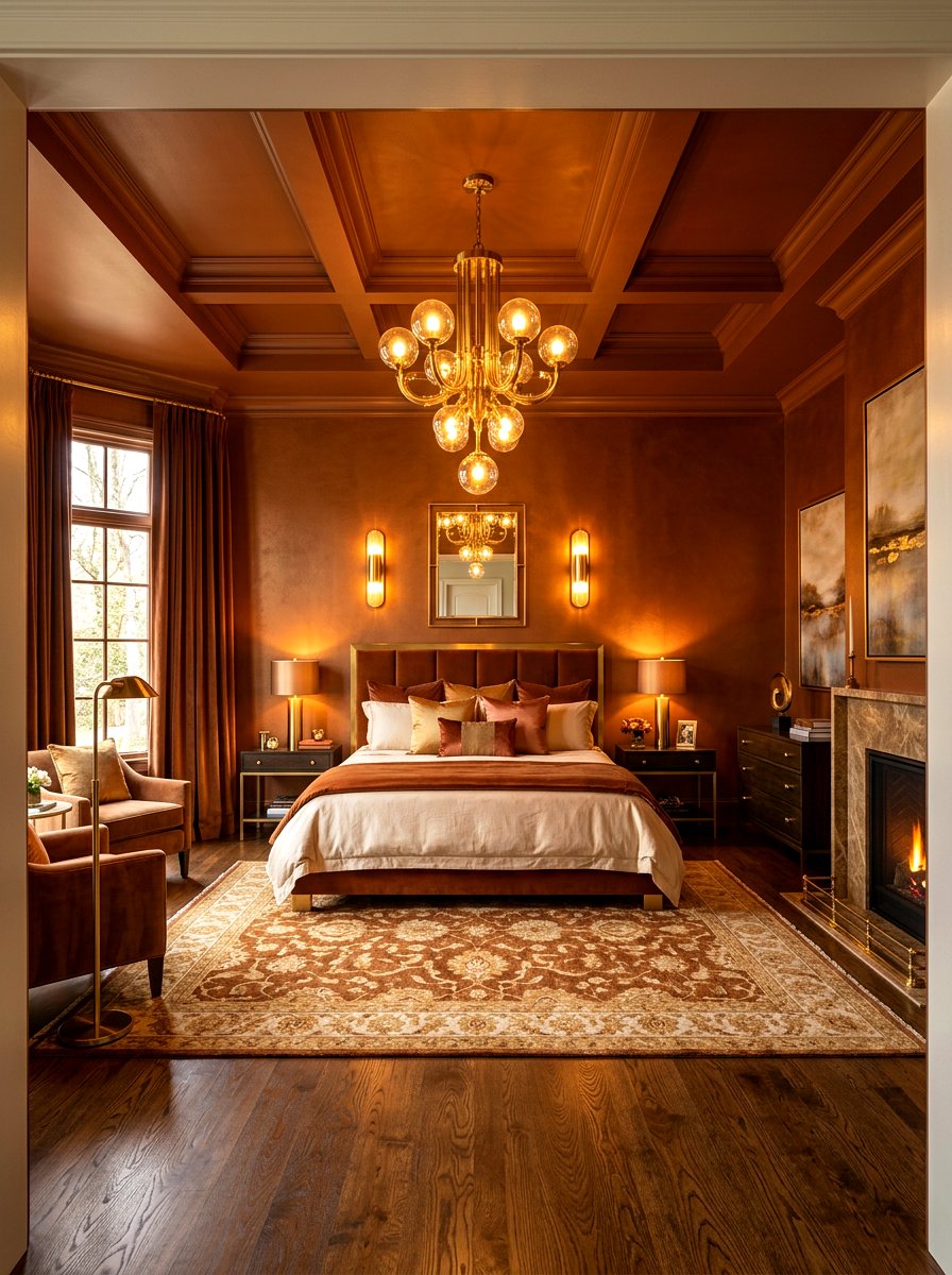 Cinnamon Brass Lighted Bedroom - 30 cinnamon bedroom ideas