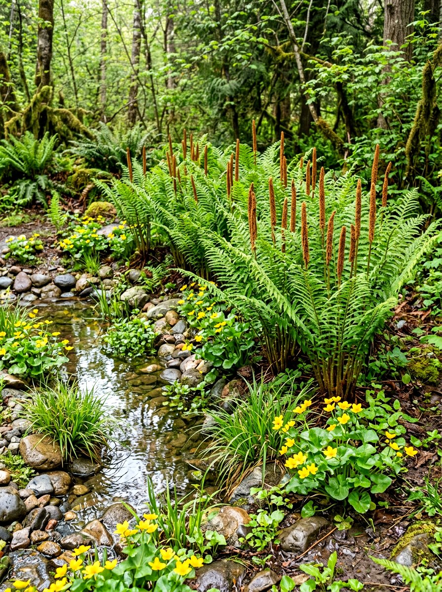 Cinnamon Fern Wet Area Border - 30 woodland fern border ideas