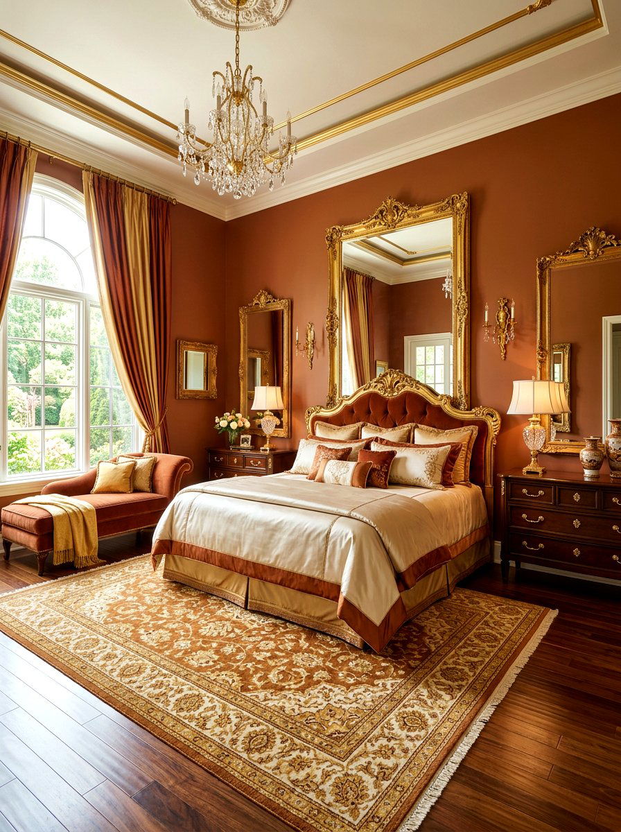 Cinnamon Gold Accented Bedroom - 30 cinnamon bedroom ideas