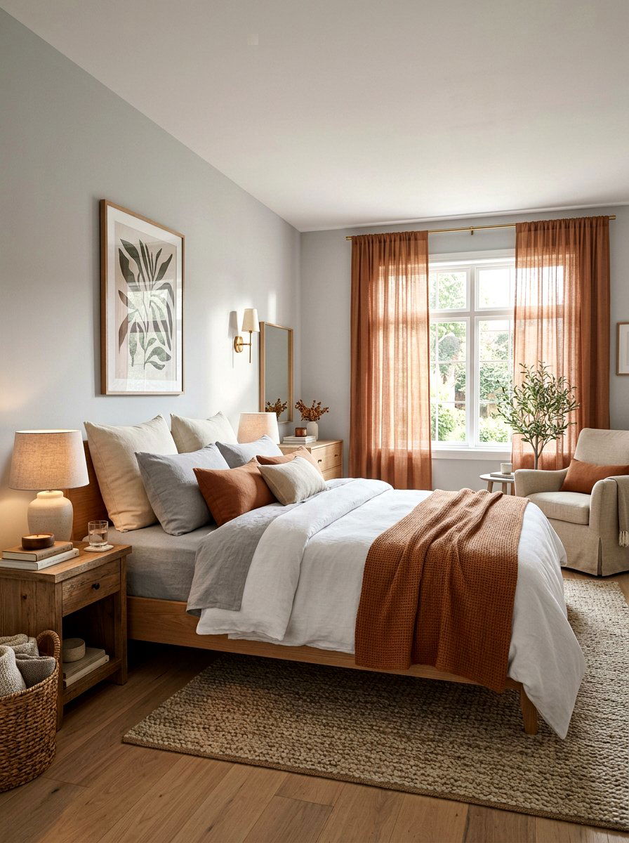 Cinnamon Linen Curtain Bedroom - 30 cinnamon bedroom ideas